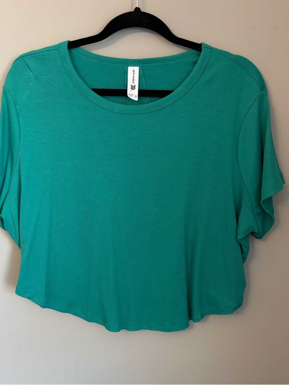 All In Motion Teal Cropped Top XXL Short Sleeve Ribbed